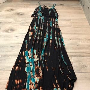Tie dye black long dress